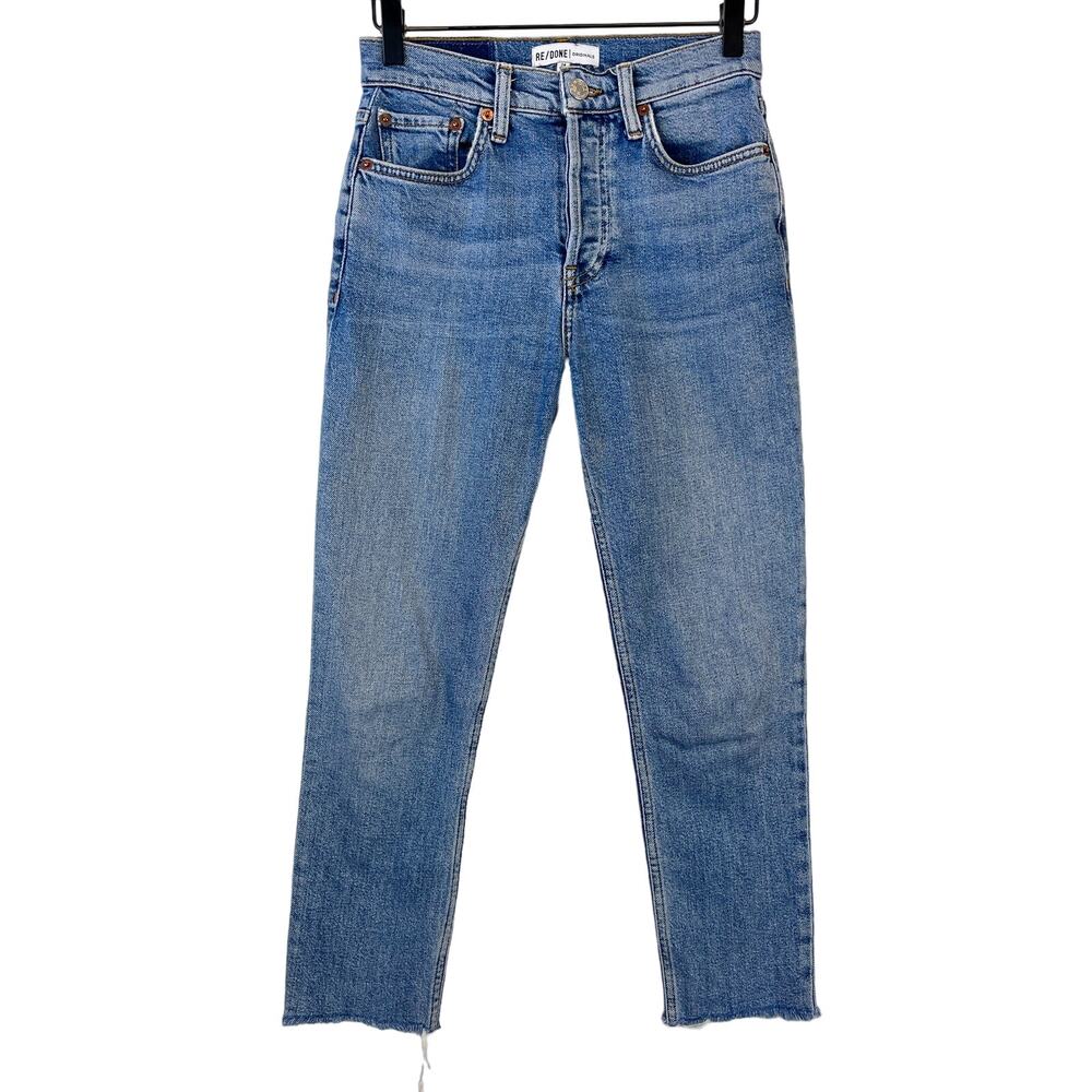 Re/Done Womens Size 24 High Rise Ankle Crop Jeans Raw Hem 24”